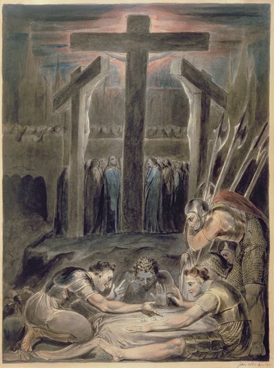 De soldaten werpen loten om de kleren van Christus, 1800 door William Blake